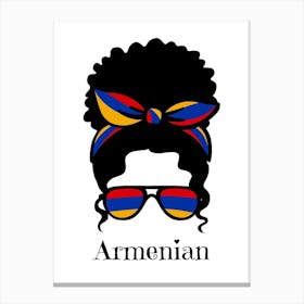 Cute Women Style Wearing Armenian Flag Glasses Canvas Print