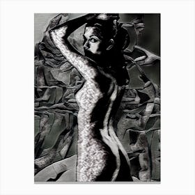 Nude Woman in Black and White 1 Canvas Print