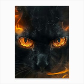 Black Cat With Flames Canvas Print