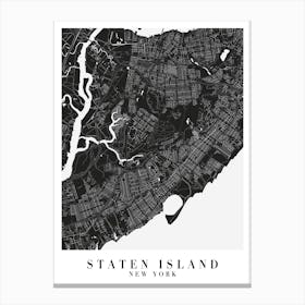 Staten Island New York Minimal Black Mono Street Map Canvas Print