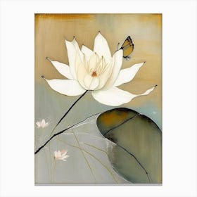 Lotus And Butterfly Symbol Abstract Painting Canvas Print
