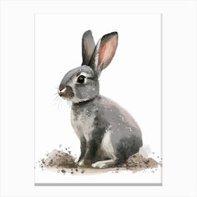 Blanc De Hotot Rabbit Nursery Illustration 4 Canvas Print