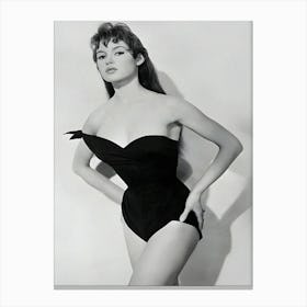 Brigitte Bardot Posing In Bathing Suit Canvas Print