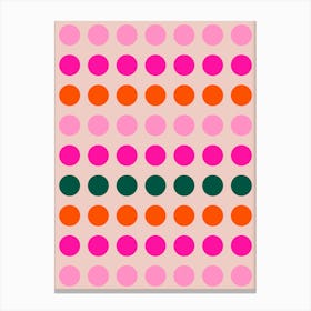 Colorful Mid Century Modern Geometric Dots Pink & Orange Canvas Print