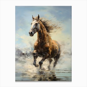 Horse Running Oil Painting Style 4 Canvas Print