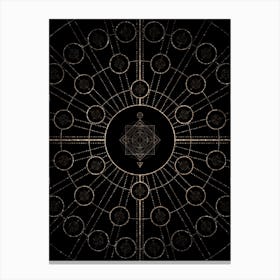 Geometric Glyph Radial Array in Glitter Gold on Black n.0306 Canvas Print