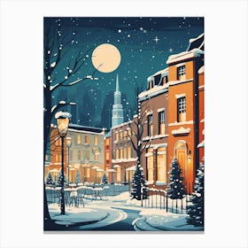 Winter Travel Night Illustration Dublin Ireland 2 Canvas Print