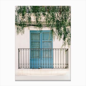 Ibiza Blue Door & Balcony in Eivissa // Ibiza Travel Photography Canvas Print