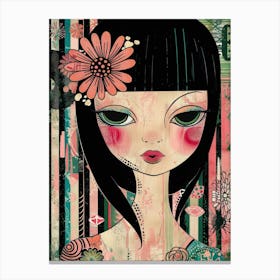 Girl With Flowers 15 Canvas Print