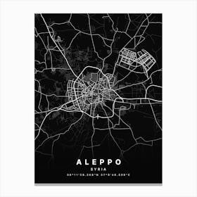 Aleppo Syria Black Map Canvas Print