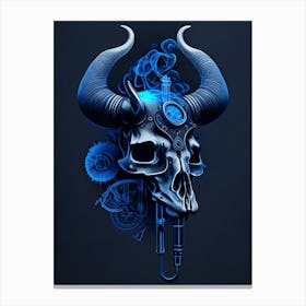 Animal Skull Blue Stream Punk Canvas Print