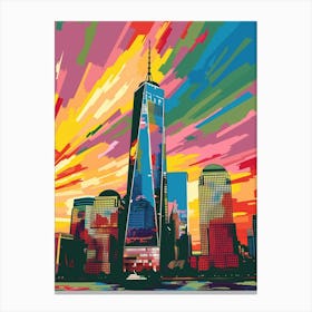 One World Trade Center New York Colourful Silkscreen Illustration 1 Canvas Print
