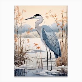 Winter Bird Painting Great Blue Heron 5 Canvas Print