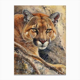 Cougar Pastel Watercolour 2 Canvas Print