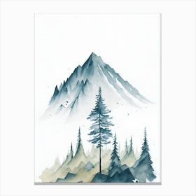 Mountain And Forest In Minimalist Watercolor Vertical Composition 366 Canvas Print