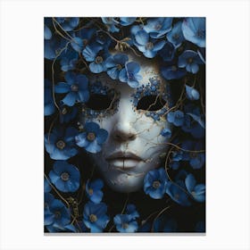 Mask Of Blue Flowers Canvas Print