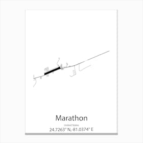 Marathon,United States Minimalist Map Canvas Print