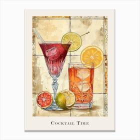 Cocktail Time Tile Poster Canvas Print