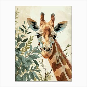 Portrait Of Giraffe Face Colourful Portrait 4 Canvas Print