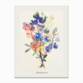 Bluebonnet 1 Collage Flower Bouquet Poster Canvas Print