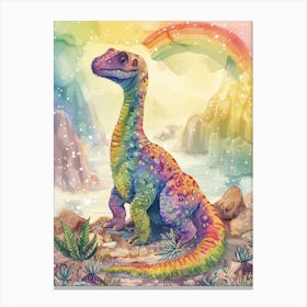 Pastel Rainbow Acrocanthosaurus Watercolour Canvas Print