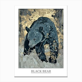 Black Bear Precisionist Illustration 1 Poster Canvas Print