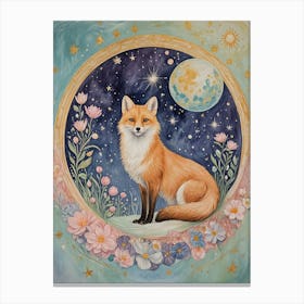 Fox In The Moonlight Canvas Print