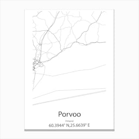 Porvoo,Finland Minimalist Map Canvas Print