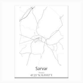 Sarvar,Hungary Minimalist Map Canvas Print