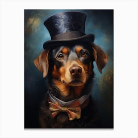 Dog in a hat Potrait Canvas Print