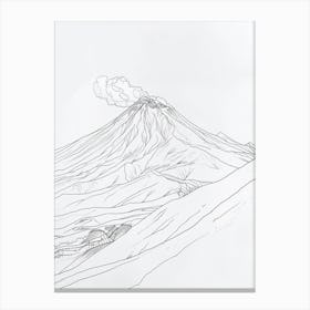 Mount Etna Italy Line Drawing 7 Canvas Print