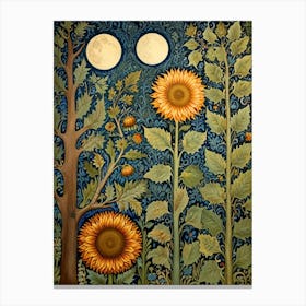 William Morris Sunflowers And Moon Canvas Print