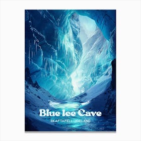 Blue Ice Caves Skaftafell Iceland Art Illustration Canvas Print