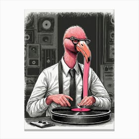 Flamingo Dj Canvas Print