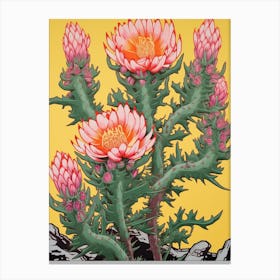 Mexican Style Cactus Illustration Austrocylindropuntia Subulata Cactus 2 Canvas Print