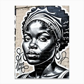 Vintage Graffiti Mural Of Beautiful Black Woman 106 Canvas Print