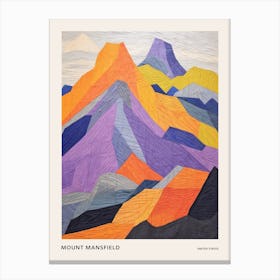Mount Mansfield 2 Colourful Mountain Illustration Poster Canvas Print