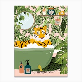 Tiger In Bathtub Bathroom Leinwandbild