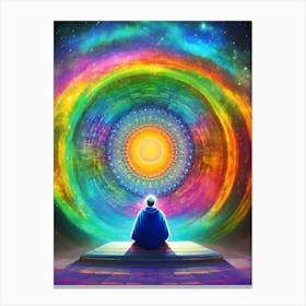 Meditating Man In Space Canvas Print