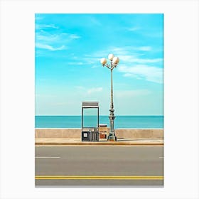 Phone Booth On The Beach Canvas Print