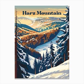 Harz Mountain Germany Highland Travel Illustration Canvas Print