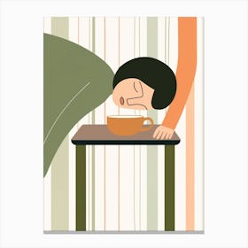 Illustration Of A Woman With A Cup Of Coffee Canvas Print