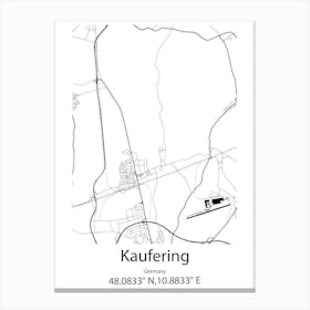 Kaufering,Germany Minimalist Map Canvas Print