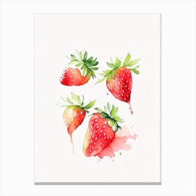 Bunch Of Strawberries, Fruit, Minimalist Watercolour 3 Canvas Print