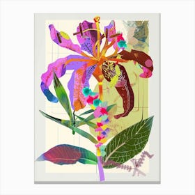 Gloriosa Lily 4 Neon Flower Collage Canvas Print