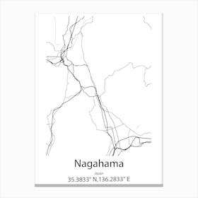 Nagahama,Japan Minimalist Map Canvas Print