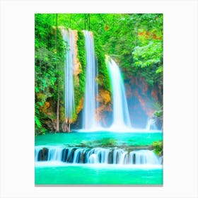 Erawan Falls, Thailand Majestic, Beautiful & Classic (2) Canvas Print