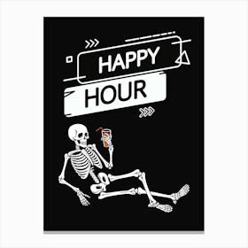 Happy Hour Skeleton Drinking Print Canvas Print