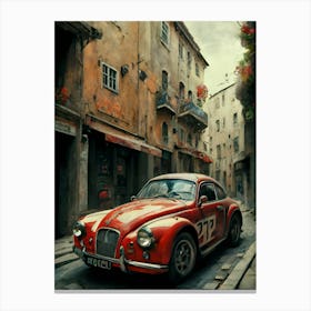 Classic Car In A City Canvas Print