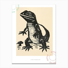 Lizard With Mushrooms Bold Block 3 Poster Canvas Print